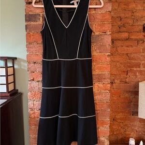 Banana Republic Black Midi Dress with White Trim